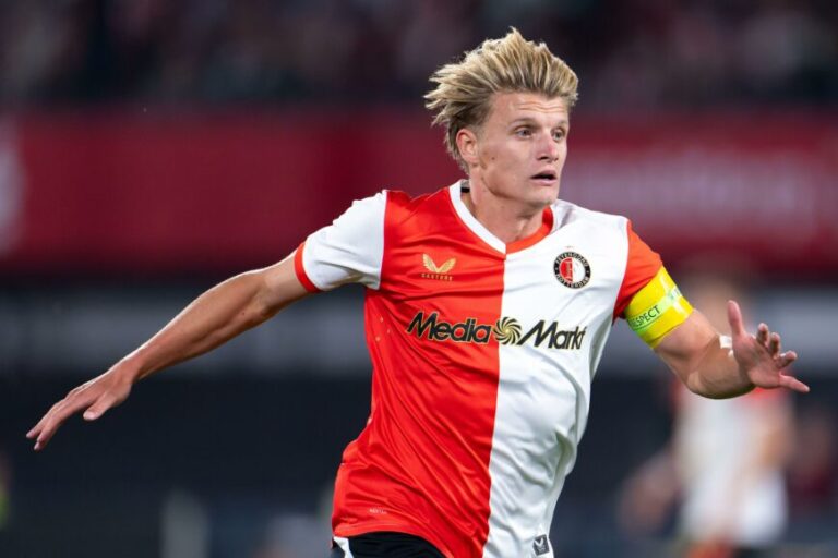 Rotterdam, Netherlands. 06th Aug, 2025. ROTTERDAM, NETHERLANDS - AUGUST 6: Sem Steijn of Feyenoord looks on during the UEFA Champions League Third Qualifying Round match between Feyenoord and Fenerbahce SK at Stadion Feijenoord on August 6, 2025 in Rotter